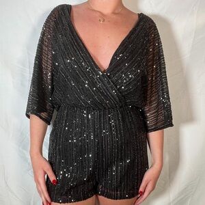 BB Dakota Black Sequin Romper sz Large